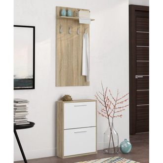 Dmora Gabinete De Entrada Sestola, Perchero, 2 Puertas, 2 Compartimentos, 54x28x181h Cm Roble Marr&oacute;n