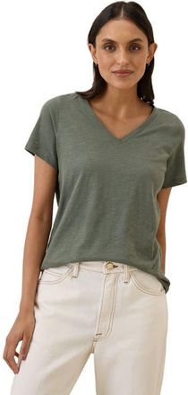 Pact Organic Cotton Featherweight Slub V-Neck Tee in Castor Green at Nordstrom, Size X-Small