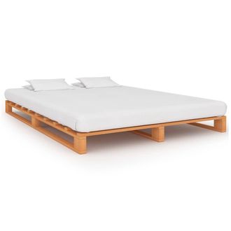 vidaXL Vidaxl - Marco Cama Palets Sin Colch&oacute;n Madera Maciza Marr&oacute;n 120x200 Cm