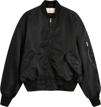Entire studios Puffy Black Bomber Jacket With Oversized Silhouette And Zippered Pockets