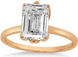 Allurez Solitaire Emerald Cut Engagement Ring 14k Rose Gold