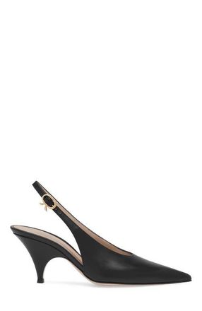 Gianvito Rossi Sofia Sling 70 in Black Leather at Nordstrom, Size 37.5