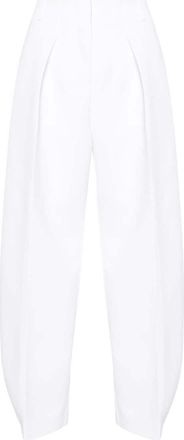 Jacquemus Ovalo pleated palazzo pants - women - Polyester/Cotton/Spandex/Elastane - 34 - White