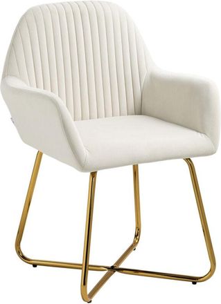 HOMCOM Homcom - Modern Accent Chair Velvet-Feel Upholstered Lounge Armchair Cream White