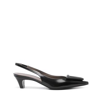 Roberto Festa Milano Pumps, female, Black, Size: 6 US Black Polished Leather Slingback Heels