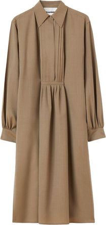 Jil Sander straight-point collar wool dress - women - Wool - 34 - Brown