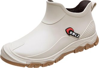 Generic Wellies Women Waterproof Womens Boots Garden Shoes Work Boots Leather Four Fashion Non Slip Short Tube Rain Water Knee High Rain for Men White