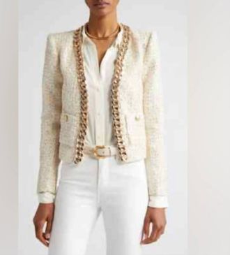 L'agence Greta Chain Jacket In Cream