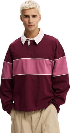 Cotton On Mens Cropped Fit Rugby Polo in Velvet Plum Rose Panel at Nordstrom, Size X-Large