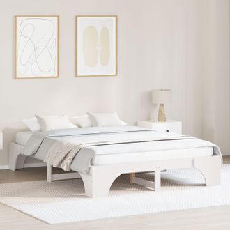 Berkfield Home Bed Frame White Wood 140 x 200 cm Minimalistic