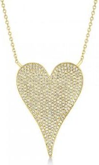 Allurez Diamond Pave Heart Pendant Necklace 14k Yellow Gold (0.83ct)