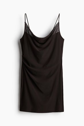 H&M Drapiertes Meshkleid - Dunkelbraun