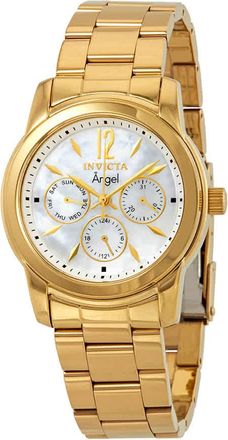 Invicta Angel Multi-Function White Dial Gold-plated Ladies Watch 0465
