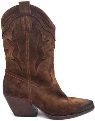 Elena Iachi Vintage Texano Leren Laarzen - Dames - Cowboylaarzen - Bruin - 38 EU - Leer - Schoenen