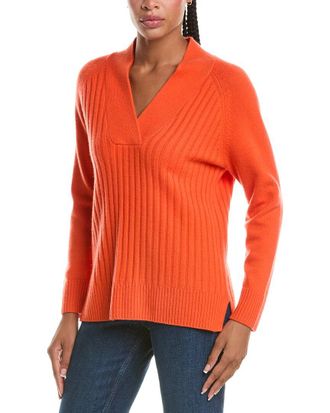 N.Peal N. PEAL V-Neck Wide Rib 100% Cashmere Sweater