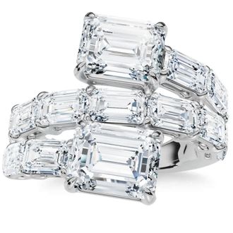 Pompeii3 6 1/2Ct Emerald Cut Diamond Ring Gold Womens Right Hand Anniversary Band