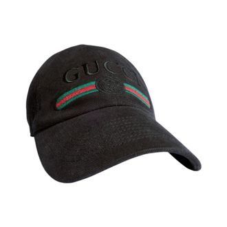 Gucci Accessoires, Heren, Zwart, L, Katoen, Katoenen Baseballpet met Borduurwerk
