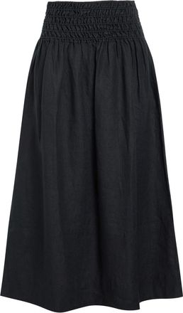 Rails Alessa Shirred Linen Midi Skirt - Black - XL (UK16 / XL)