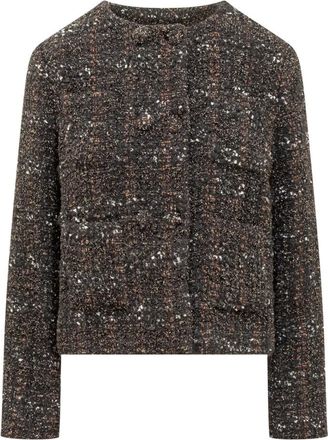 Fabiana Filippi Black Textured Crew Neck Blazer