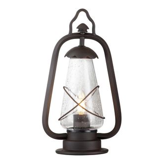 Netlighting Miners 1 Light Outdoor Pedestal Lantern Old Bronze IP44 E14 in Brown