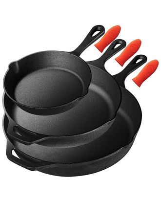 Nutrichef 3pc Non-Stick Iron Skillet Cooking Pan Set