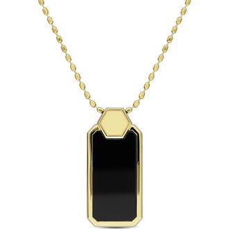 Delmar Onyx Geometric Dog Tag Pendant Necklace in Black at Nordstrom Rack