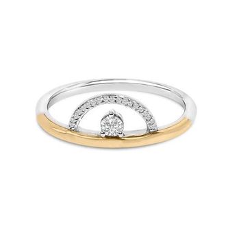 House of Brilliance 14K Yellow Gold Plated Sterling Silver 1/10 Cttw Diamond Arc Ring in Yellow Gold Over Silver at Nordstrom