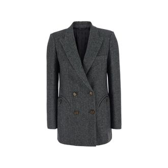 Blaz&eacute; Milano Herringbone-pattern Double-breasted Blazer