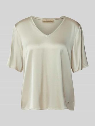 Mos Mosh Regular Fit Blusenshirt mit V-Ausschnitt Modell EVIE in Sand Melange, Gr&ouml;&szlig;e XS