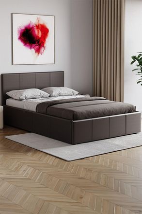 Home Discount Vida Designs Lisbon Small Double Ottoman Leather Bed Frame UKFR Fabric in Brown