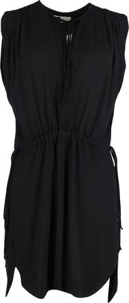 Isabel Marant Drawstring Waist Sleeveless Mini Dress in Black Cotton