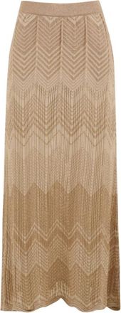 Akep Zig Zag Rok - Dames - Maxi Rokken - Beige - S - Polyester - Rokken