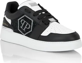 Philipp Plein Lo-Top Sneakers Crystal Hexagon Unisex in Black/white at Nordstrom, Size 44