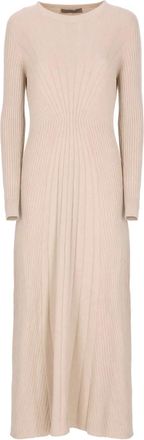 D.exterior round-neck long-sleeves midi dress - Neutrals
