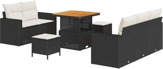 vidaXL Vidaxl - Conjunto De Sof&aacute; De Jard&iacute;n 8 Pcs Negro Y Crema 80 X 80 X 71 Cm