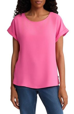 Jones New York Button Side Short Sleeve Top in Dutch Pink at Nordstrom, Size Large