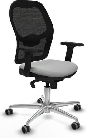 Piqueras y Crespo Piqueras Y Crespo - Jorquera Sincro Malla Negra Similpiel Gris Claro Brazos 2d Base Aluminio Ruedas 65mm Engomada