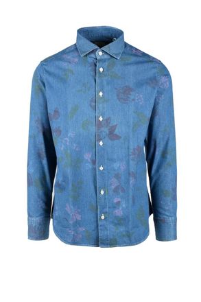 Mariano Napoli Blue Floral Cotton Shirt