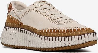 Chlo&eacute; Keilsneakers aus Leder und Stoff Nama