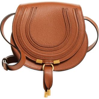 Chlo&eacute; Small Marcie Leather Crossbody Bag in Tan at Nordstrom