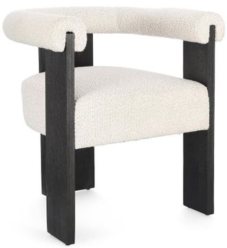 BIZZOTTO Design Stuhl Agape mit Armlehnen - Schwarz/Boucl&eacute; Ecru