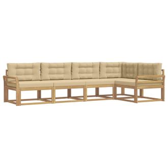 vidaXL Conjunto De Sof&aacute;s De Exterior Con Coj&iacute;n 4 Pcs Y Beige Poli&eacute;ster Vidaxl