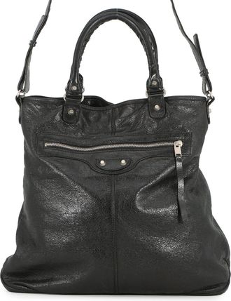 Balenciaga Black Leather Handbag Shoulder Bag Tote Bag (Pre-Owned)