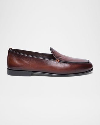 Santoni Mens Vibe Leather Loafers