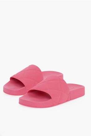 Bottega Veneta Mat rubberen sliders met Intreccio-motief in roze