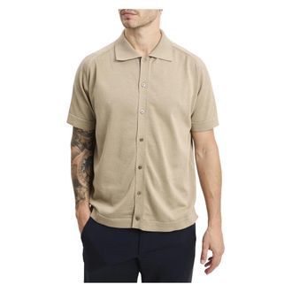 Daniele Fiesoli Lovershirt a manica corta - Heren - Korte mouwen Overhemden - Beige - XL - Katoen - Overhemden