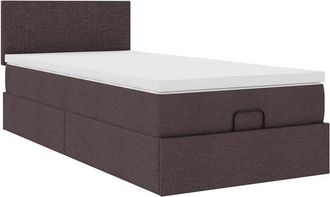 vidaXL Cama Otomana Con Colch&oacute;n Marr&oacute;n Oscuro 90x200 Cm Tela Vidaxl