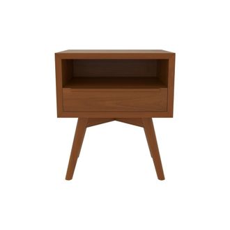 Rendez-Vous D&eacute;co Mesilla de noche en madera de teca, 1 nicho y 1 caj&oacute;n