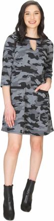 Papillon Camo Keyhole Neck Dress In Grey