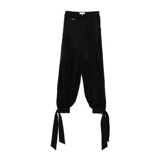 Chlo&eacute; Cropped Trousers, female, Black, Size: XS Black Elastic Waistband Pants with Gold Detail
